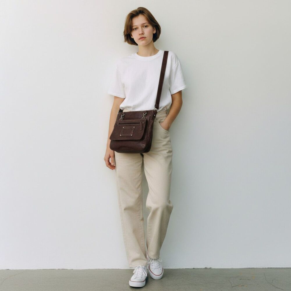 Burgundy Leather Crossbody Shoulder Bag 2in1 Detachable Pouch